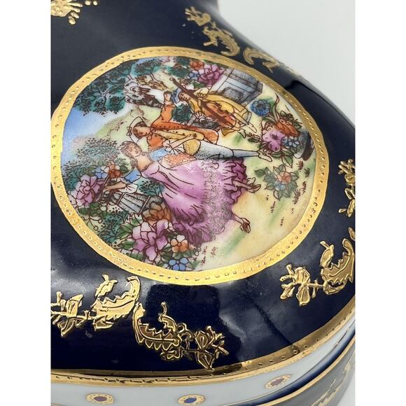 Sevres France Porcelain Hand Painted Vintage Lidded Art Bowl Gold Trim Bird Top - Picture 3 of 16